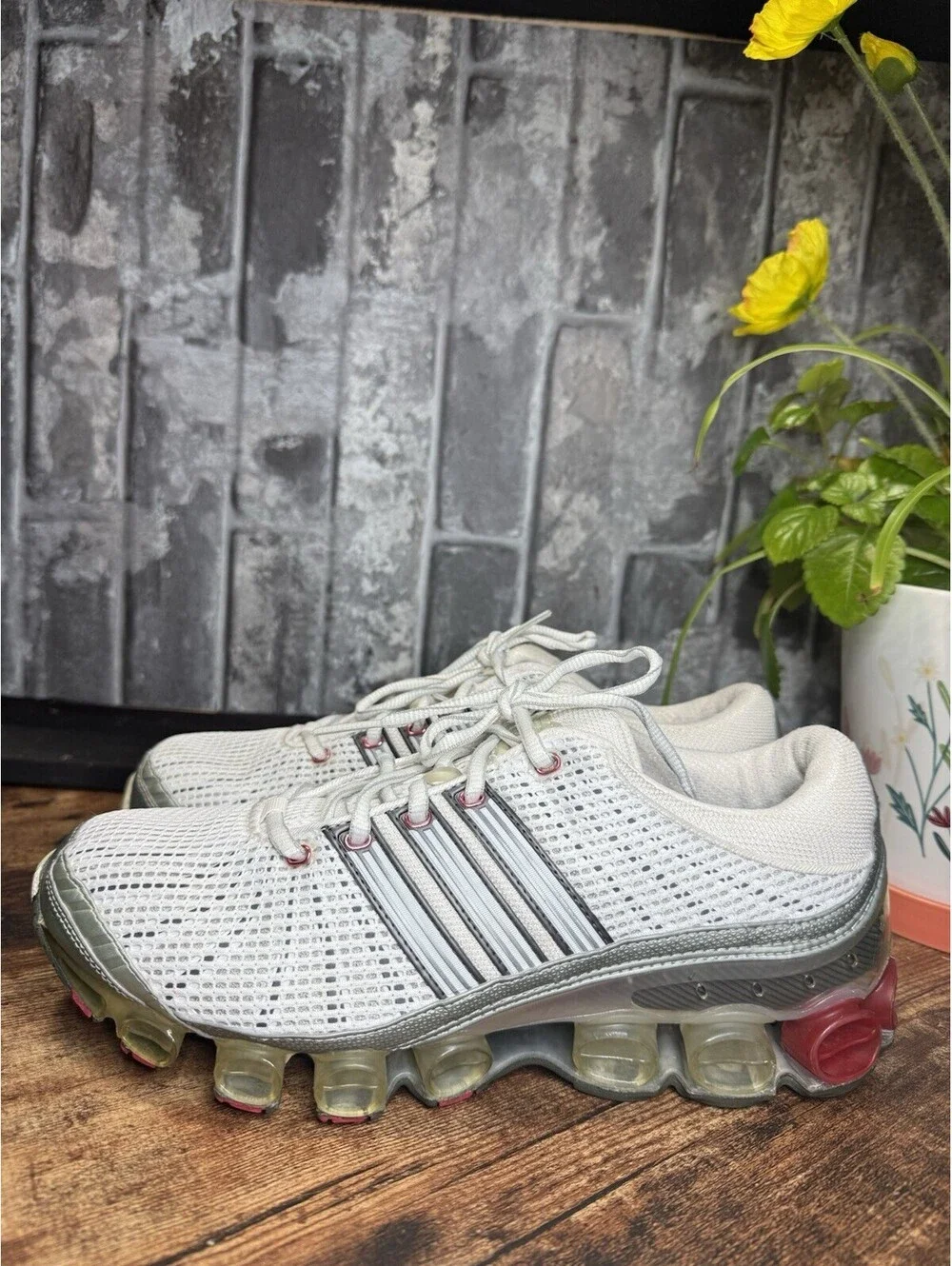 adidas White/Silver/Red/Black Solid Low Top Lace-Up Men's Athletic Sneaker